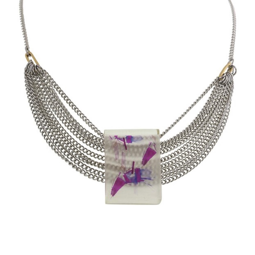 Anne Marie Chagnon Hand Painted Resin Necklace,NWT